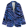 Black Blue Zebra Pattern Print Women's Cotton Blazer
