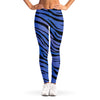 Black Blue Zebra Pattern Print Women's Leggings