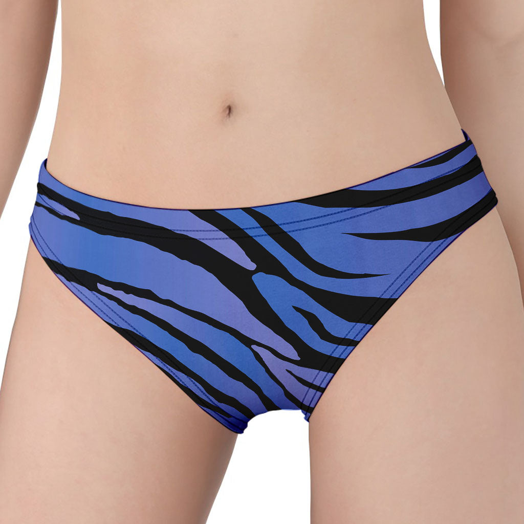 Black Blue Zebra Pattern Print Women's Panties