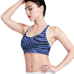 Black Blue Zebra Pattern Print Women's Sports Bra