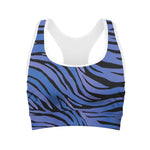 Black Blue Zebra Pattern Print Women's Sports Bra