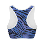 Black Blue Zebra Pattern Print Women's Sports Bra