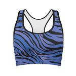 Black Blue Zebra Pattern Print Women's Sports Bra