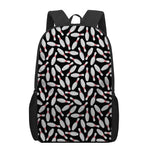 Black Bowling Pins Pattern Print 17 Inch Backpack