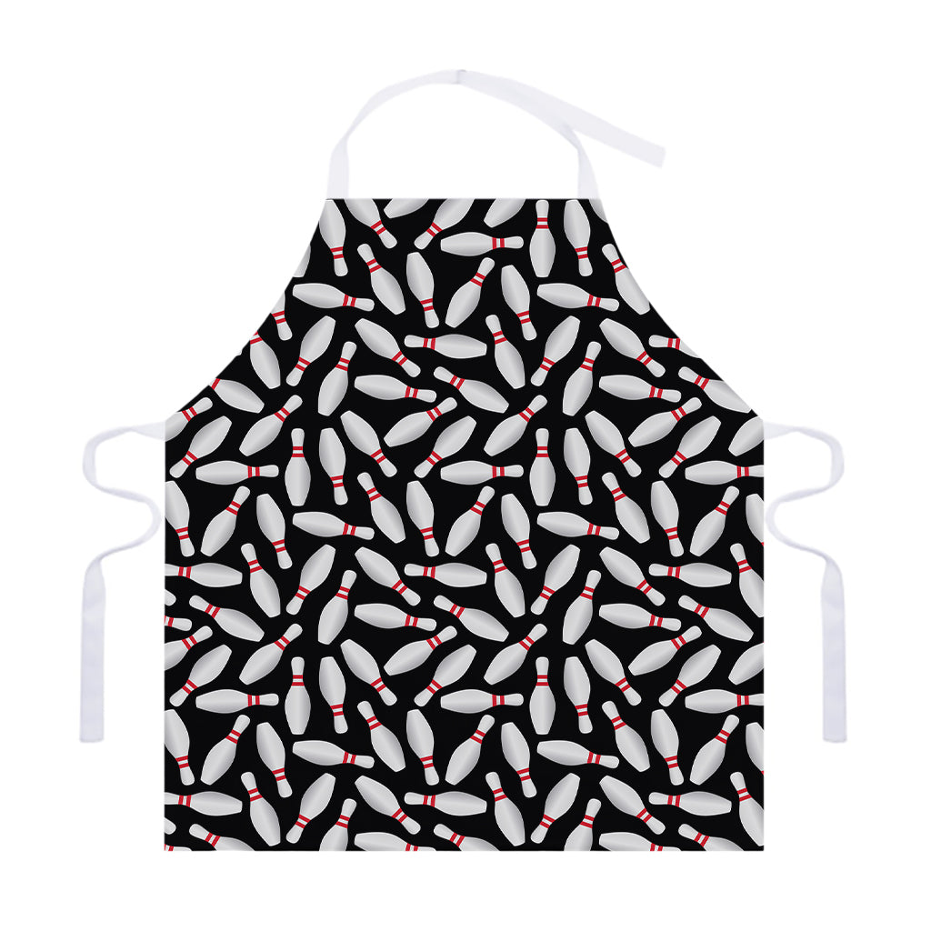 Black Bowling Pins Pattern Print Adjustable Apron
