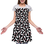Black Bowling Pins Pattern Print Adjustable Apron