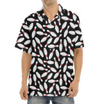 Black Bowling Pins Pattern Print Aloha Shirt