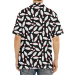 Black Bowling Pins Pattern Print Aloha Shirt