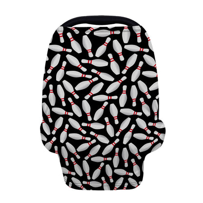 Black Bowling Pins Pattern Print Baby Seat Cover