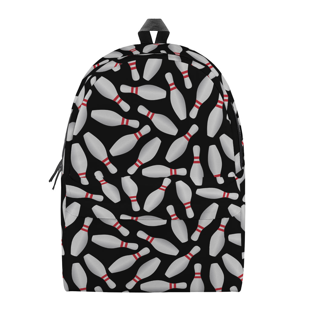 Black Bowling Pins Pattern Print Backpack
