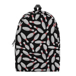 Black Bowling Pins Pattern Print Backpack