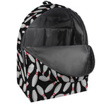 Black Bowling Pins Pattern Print Backpack