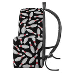 Black Bowling Pins Pattern Print Backpack