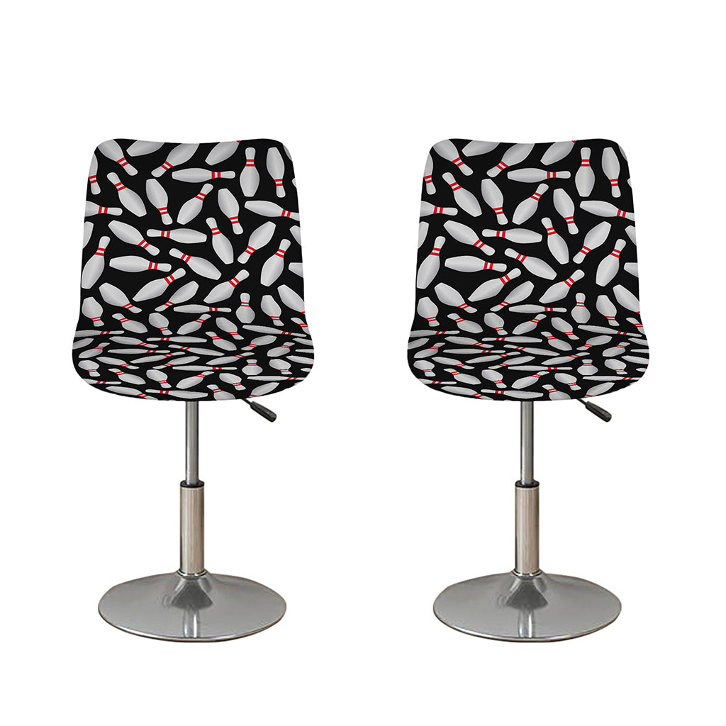 Black Bowling Pins Pattern Print Bar Stool Covers