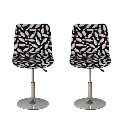 Black Bowling Pins Pattern Print Bar Stool Covers