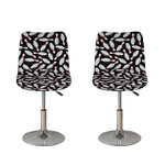 Black Bowling Pins Pattern Print Bar Stool Covers