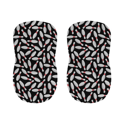 Black Bowling Pins Pattern Print Bar Stool Covers