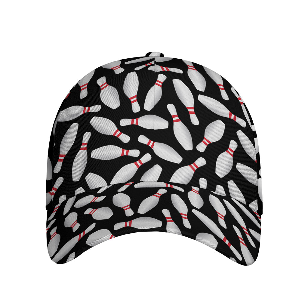 Black Bowling Pins Pattern Print Baseball Cap