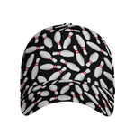 Black Bowling Pins Pattern Print Baseball Cap