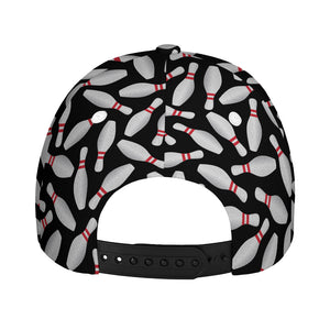 Black Bowling Pins Pattern Print Baseball Cap