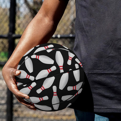 Black Bowling Pins Pattern Print Basketball