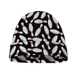 Black Bowling Pins Pattern Print Beanie