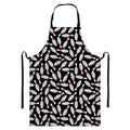Black Bowling Pins Pattern Print Bib Apron With Pocket