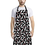 Black Bowling Pins Pattern Print Bib Apron With Pocket
