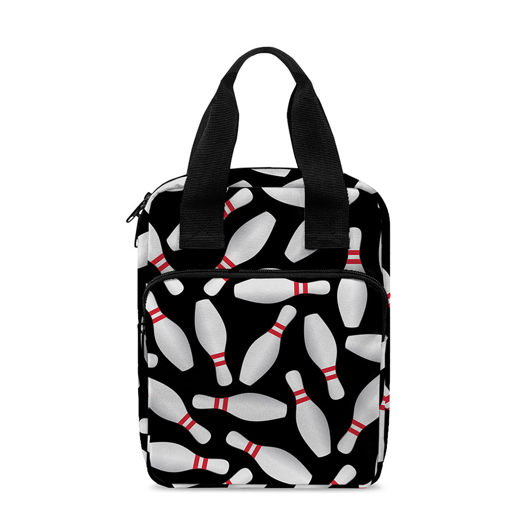 Black Bowling Pins Pattern Print Bible Tote Bag