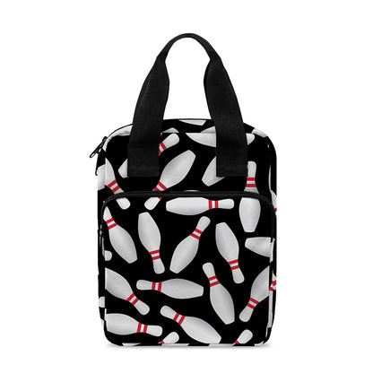 Black Bowling Pins Pattern Print Bible Tote Bag