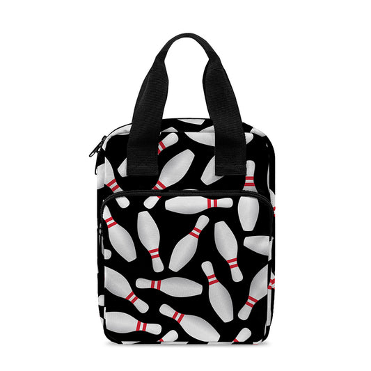 Black Bowling Pins Pattern Print Bible Tote Bag