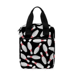 Black Bowling Pins Pattern Print Bible Tote Bag
