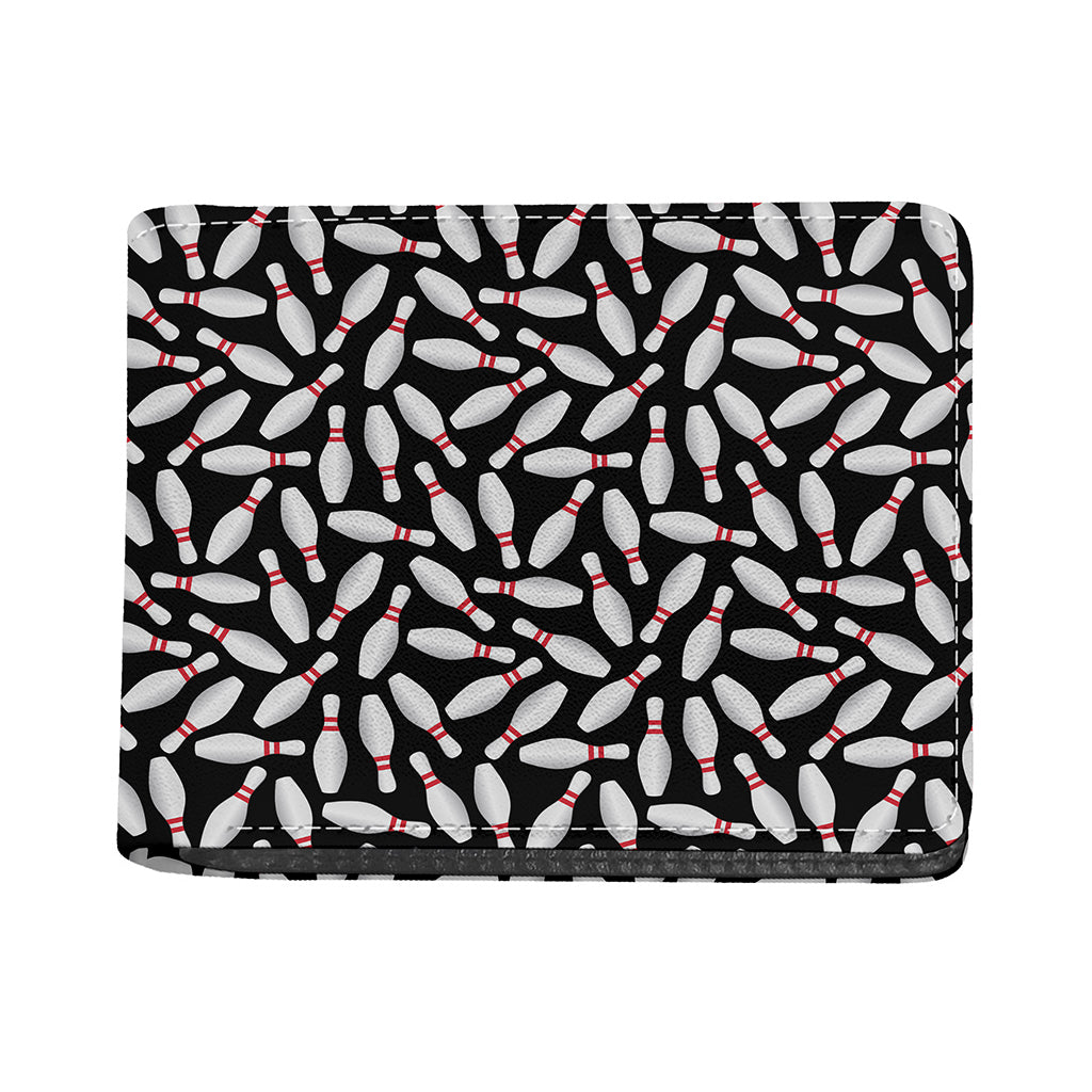 Black Bowling Pins Pattern Print Bifold Wallet