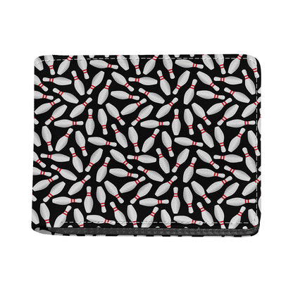 Black Bowling Pins Pattern Print Bifold Wallet