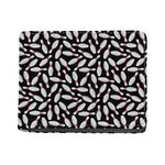 Black Bowling Pins Pattern Print Bifold Wallet