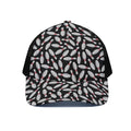 Black Bowling Pins Pattern Print Black Mesh Trucker Hat