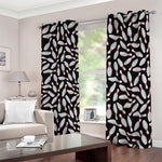 Black Bowling Pins Pattern Print Blackout Grommet Curtains