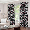 Black Bowling Pins Pattern Print Blackout Grommet Curtains