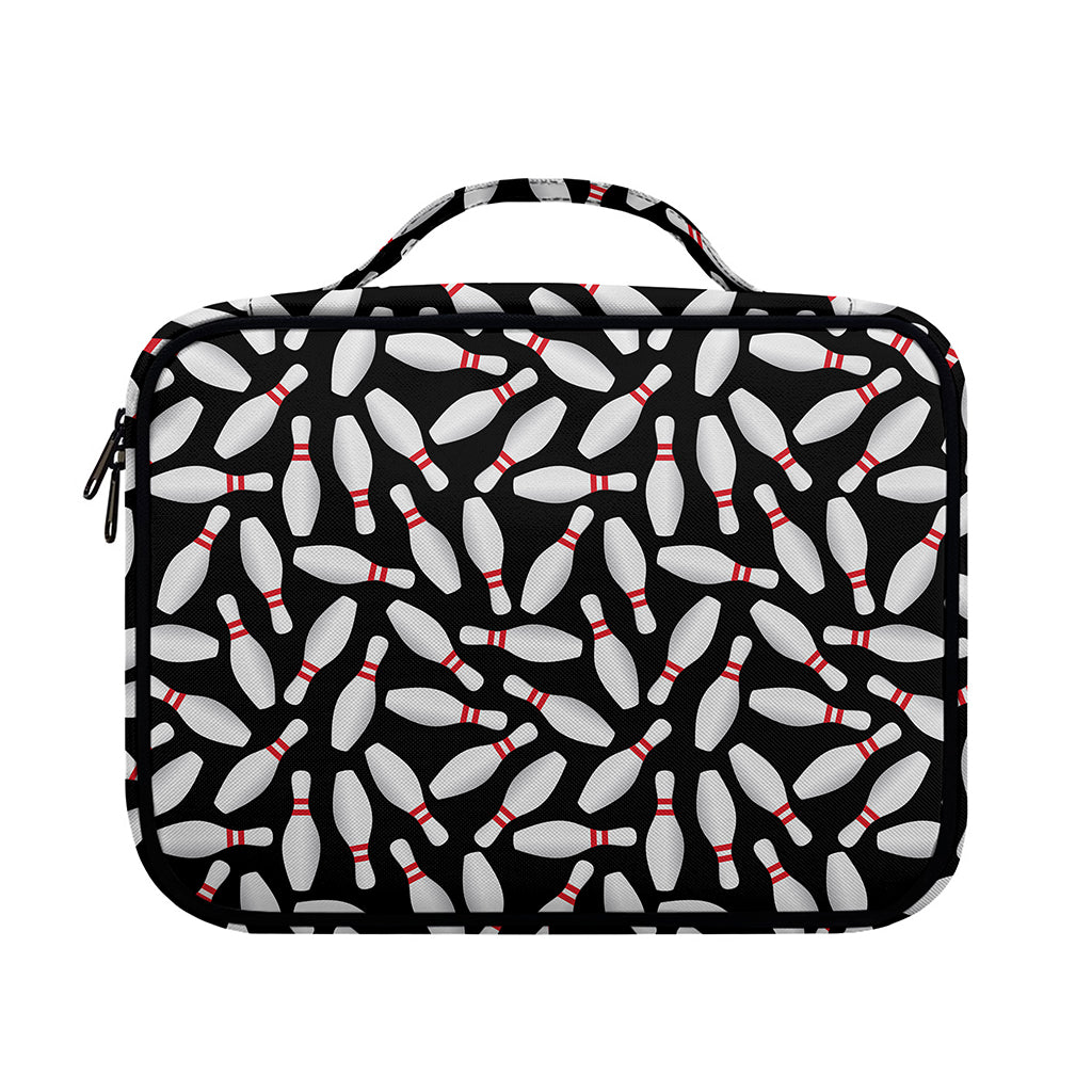 Black Bowling Pins Pattern Print Briefcase Bible Bag