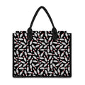 Black Bowling Pins Pattern Print Canvas Tote Bag