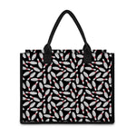 Black Bowling Pins Pattern Print Canvas Tote Bag
