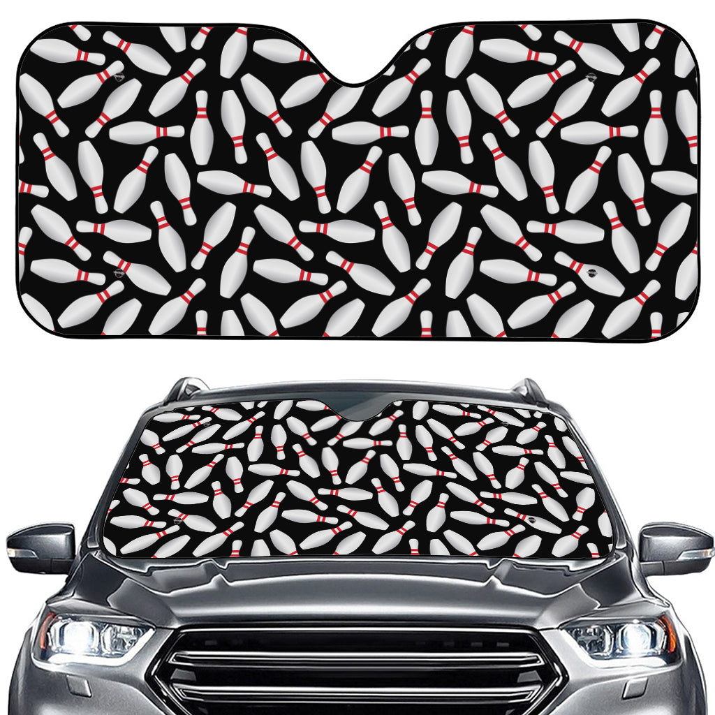 Black Bowling Pins Pattern Print Car Windshield Sun Shade