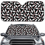 Black Bowling Pins Pattern Print Car Windshield Sun Shade