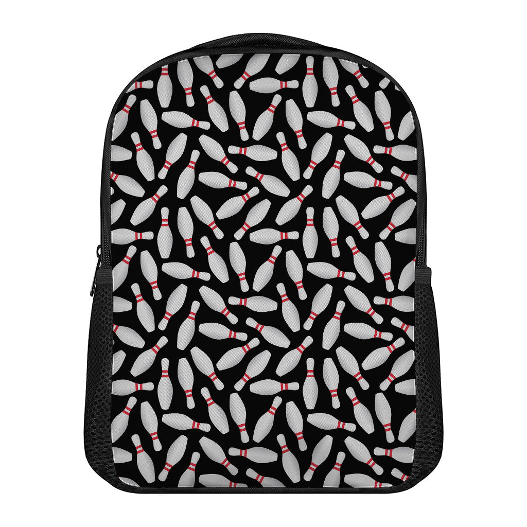 Black Bowling Pins Pattern Print Casual Backpack