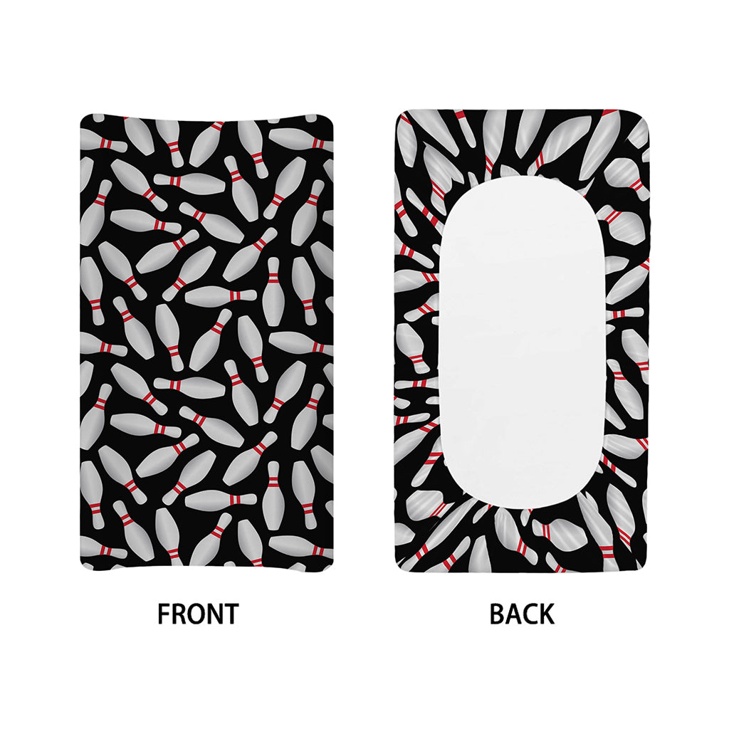 Black Bowling Pins Pattern Print Changing Pad Cover