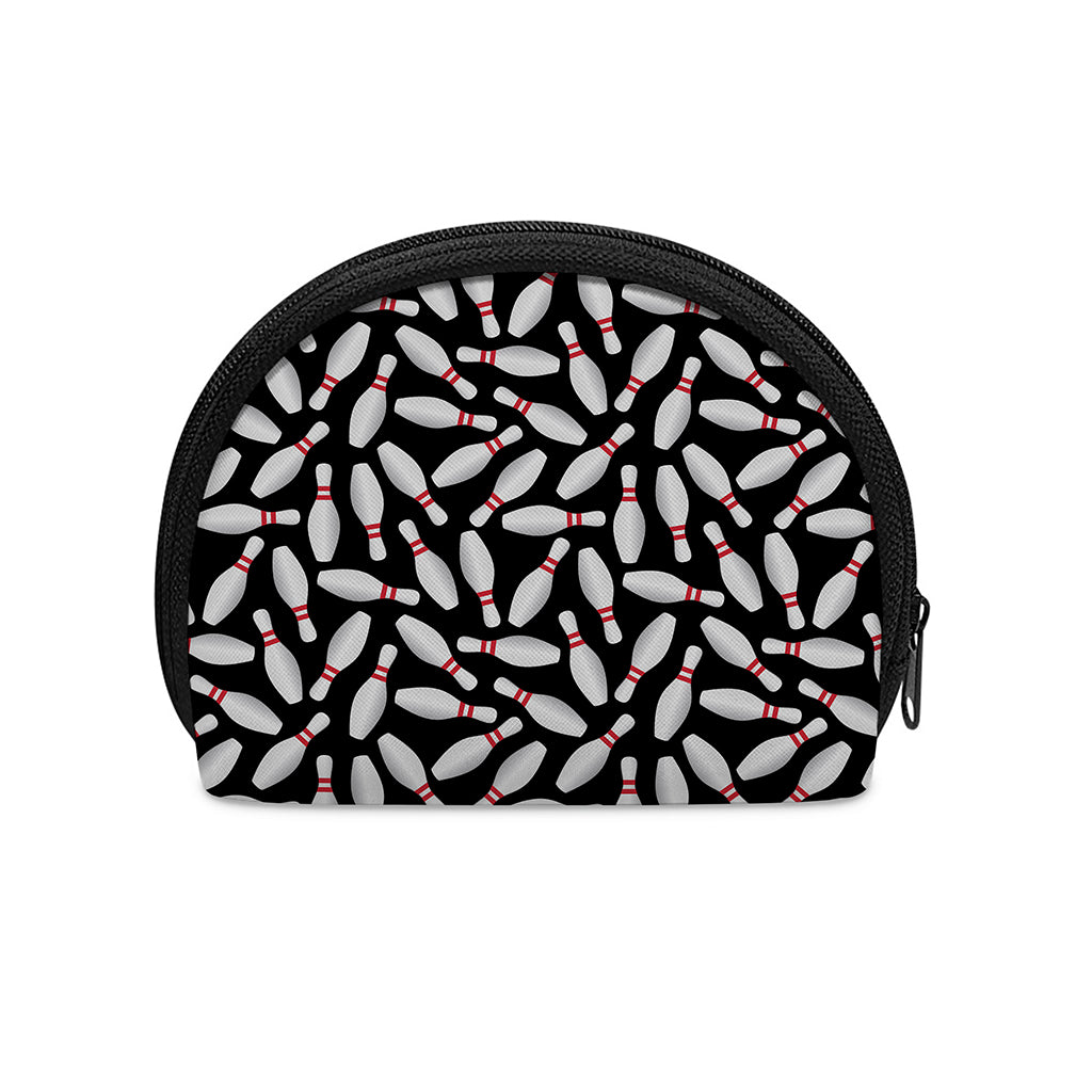 Black Bowling Pins Pattern Print Coin Purse
