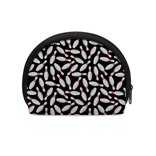 Black Bowling Pins Pattern Print Coin Purse