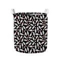 Black Bowling Pins Pattern Print Collapsible Laundry Basket