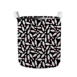 Black Bowling Pins Pattern Print Collapsible Laundry Basket