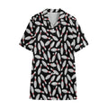 Black Bowling Pins Pattern Print Cotton Hawaiian Shirt